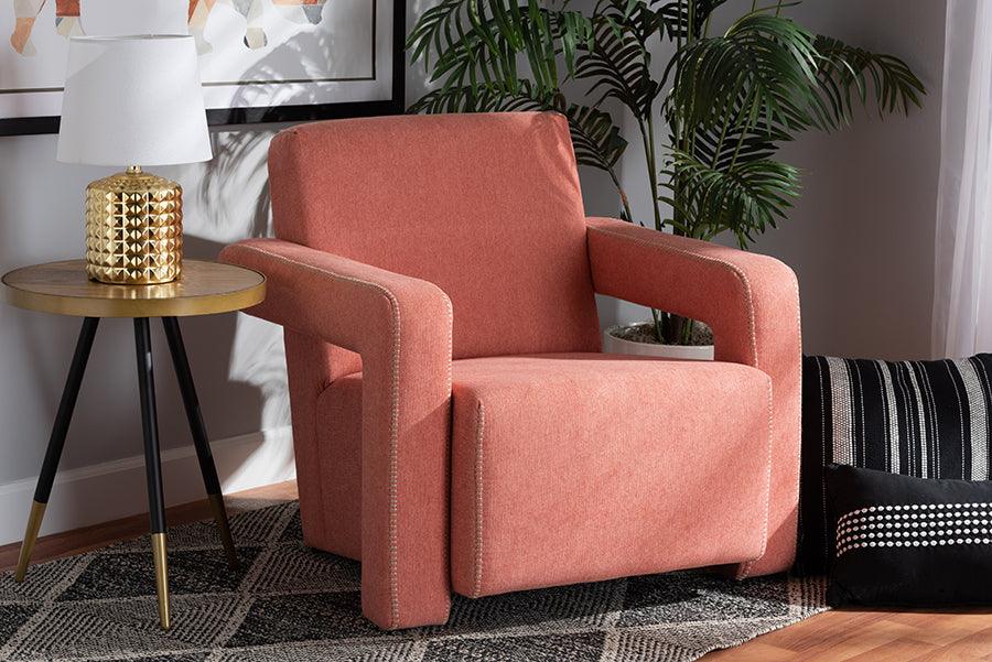 Wholesale Interiors Accent Chairs - Madian Modern and Contemporary Light Red Fabric Upholstered Armchair