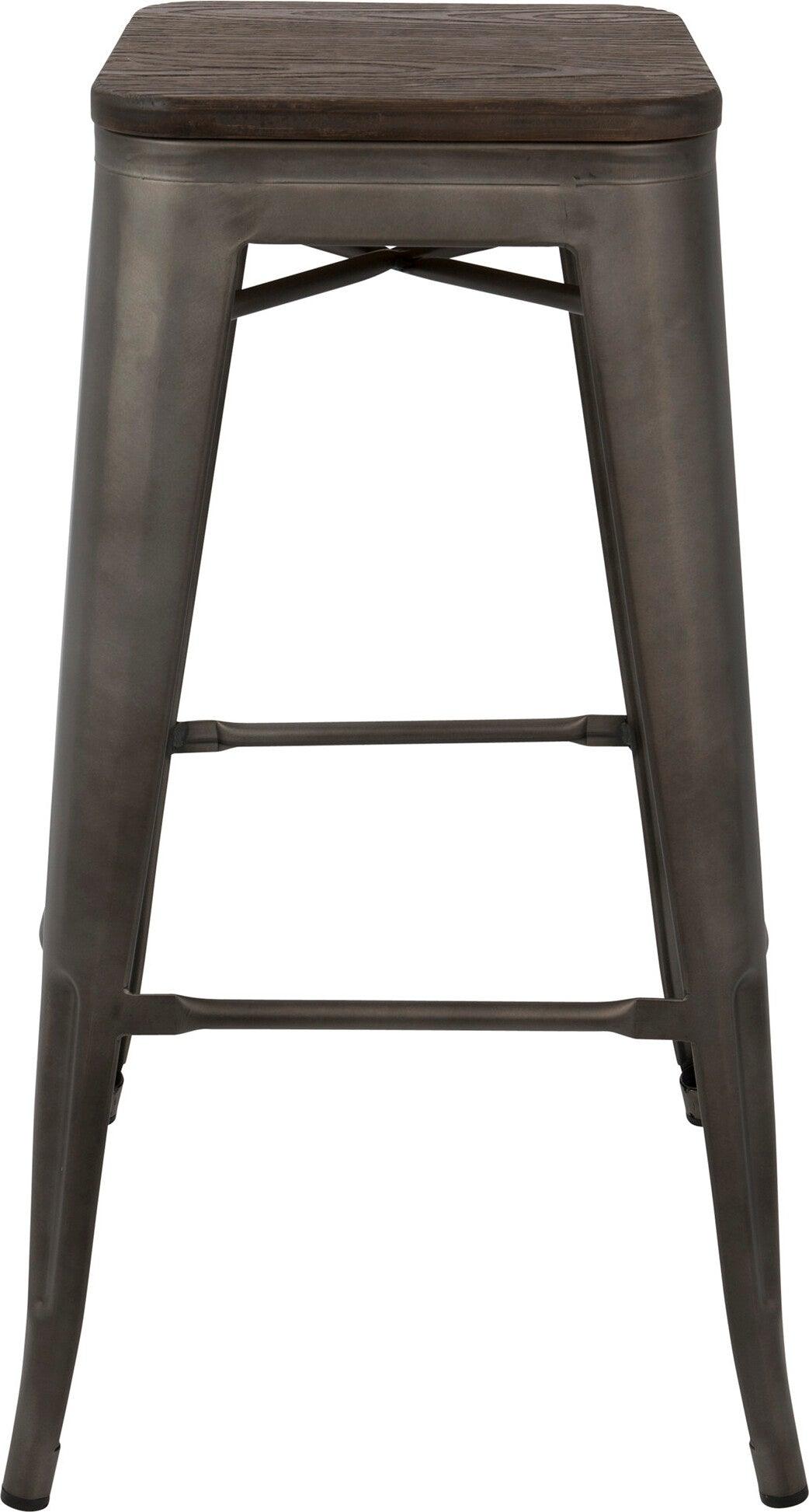 Lumisource Barstools - Oregon Barstool Dark Espresso & Antique Finish (Set of 2)