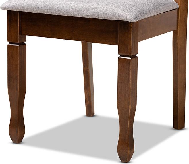 Wholesale Interiors Dining Sets - Ariane Grey Fabric Upholstered and Walnut Brown Finished Wood 5-Piece Dining Set