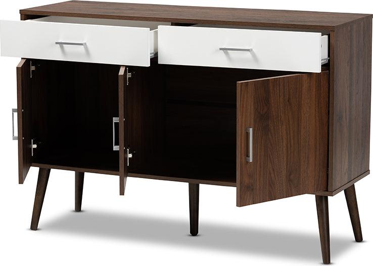 Wholesale Interiors Buffets & Sideboards - Leena Modern Two-Tone and Walnut Finished Wood 2-Drawer Sideboard Buffet Walnut Brown & White