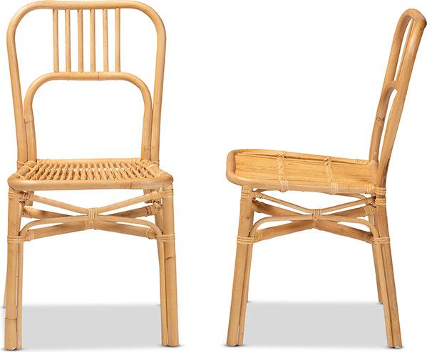 Wholesale Interiors Dining Chairs - Ivora Modern Bohemian Natural Brown Rattan 2-Piece Dining Chair Set