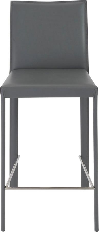 Euro Style Barstools - Hasina Counter Stool in Gray with Polished Stainless Steel Legs - Set of 2