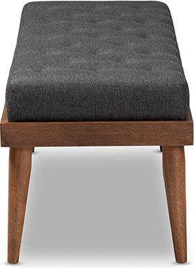 Wholesale Interiors Benches - Linus Mid-Century Modern Dark Grey Fabric Upholstered And Button Tufted Wood Bench