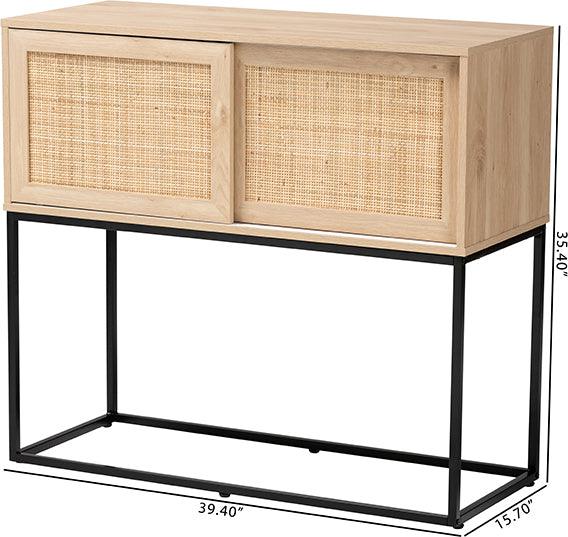 Wholesale Interiors Buffets & Cabinets - Amelia Mid-Century Modern Natural Brown Finished Wood and Natural Rattan Sideboard Buffet