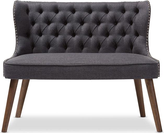 Wholesale Interiors Loveseats - Scarlett Brown Wood & Dark Grey 2-Seater Loveseat Settee