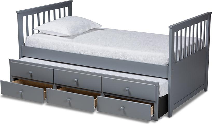 Wholesale Interiors Daybeds - Trine Classic And Traditional Grey Finished Wood Twin Size Daybed With Trundle