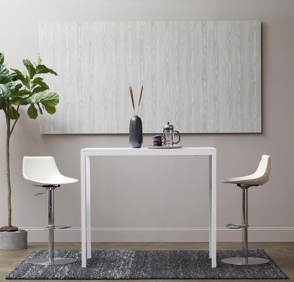 Euro Style Barstools - Rudy Adjustable Swivel Bar/Counter Stool in White with Brushed Stainless Steel Base