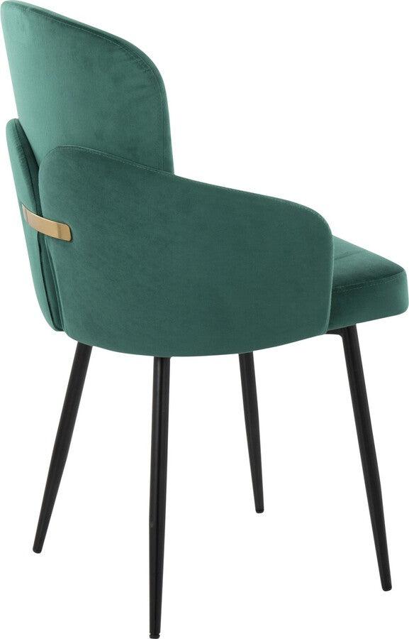 Lumisource Dining Chairs - Dahlia Contemporary Dining Chair In Black Metal & Green Velvet With Gold Accent (Set of 2)