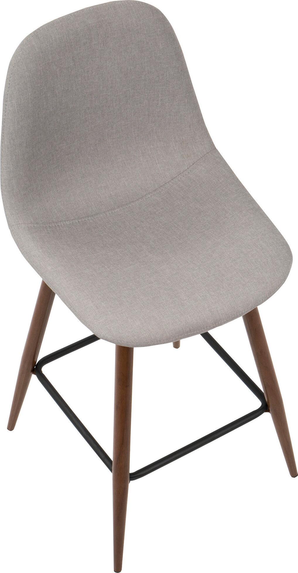 Lumisource Barstools - Pebble Counter Stool Walnut & Light Gray (Set of 2)