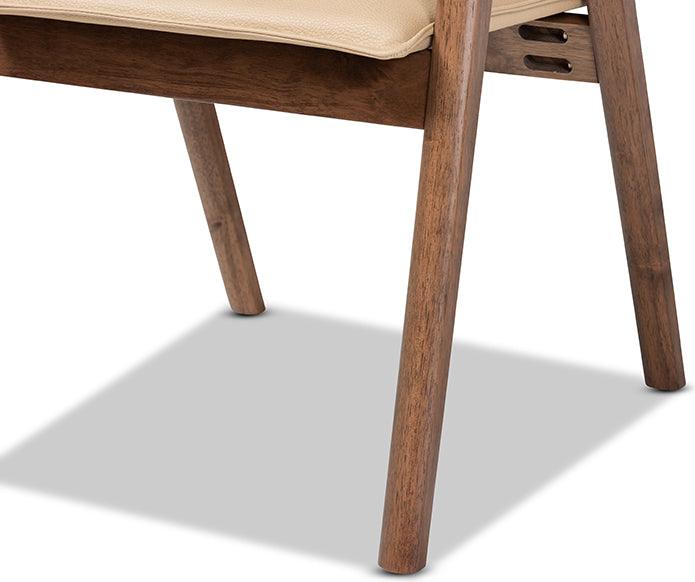 Wholesale Interiors Dining Sets - Marcena Mid-Century Modern Beige Imitation and Brown Finished Wood 7-Piece Dining Set