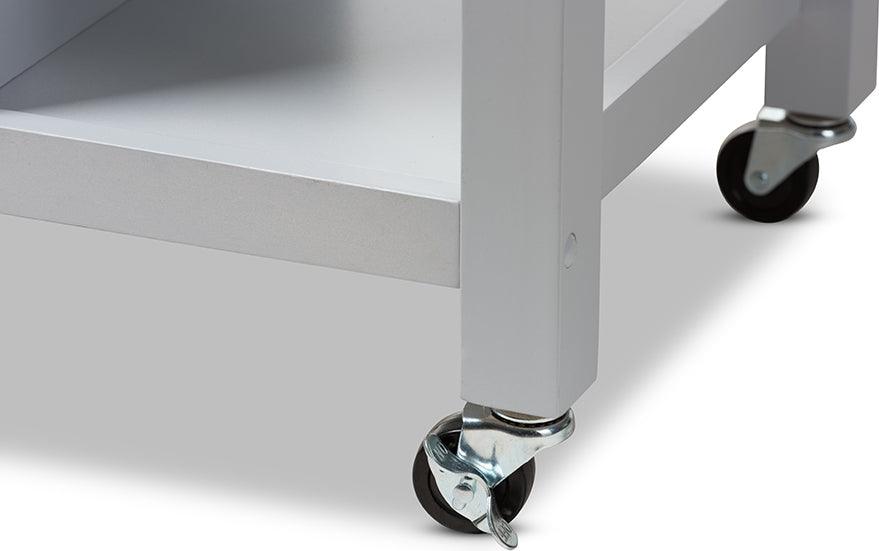 Wholesale Interiors Kitchen & Bar Carts - Hayward Coastal and Farmhouse Light Grey Wood Kitchen Cart
