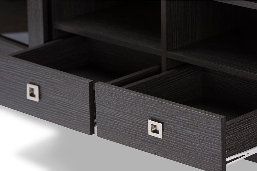 Wholesale Interiors TV & Media Units - Walda 70-Inch Greyish Dark Brown Wood TV Cabinet with 2 Sliding Doors and 2 Drawers