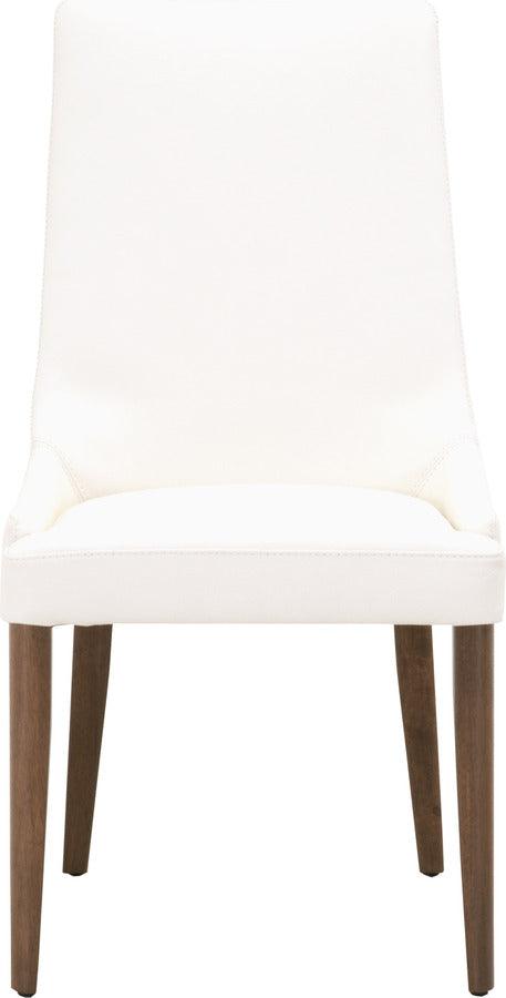 Essentials For Living Dining Chairs - Aurora Dining Chair, Set of 2 Alabaster Top Grain Leather, Walnut