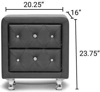Wholesale Interiors Nightstands & Side Tables - Stella Crystal Tufted Nightstand Black