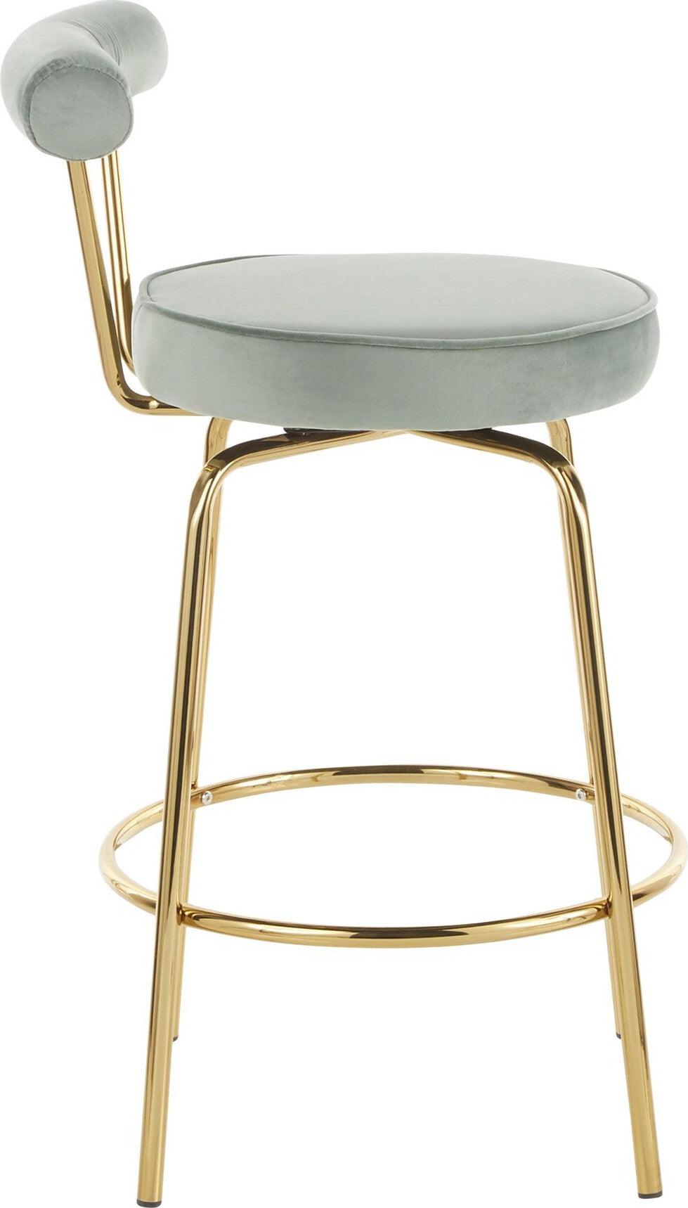 Lumisource Barstools - Rhonda Counter Stool Gold & Sage Green (Set of 2)