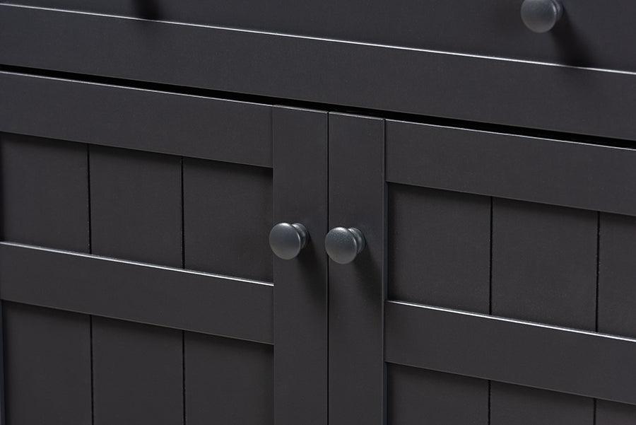 Wholesale Interiors Shoe Storage - Glidden Dark Grey Finished 5-Shelf Wood Shoe Storage Cabinet With Drawer