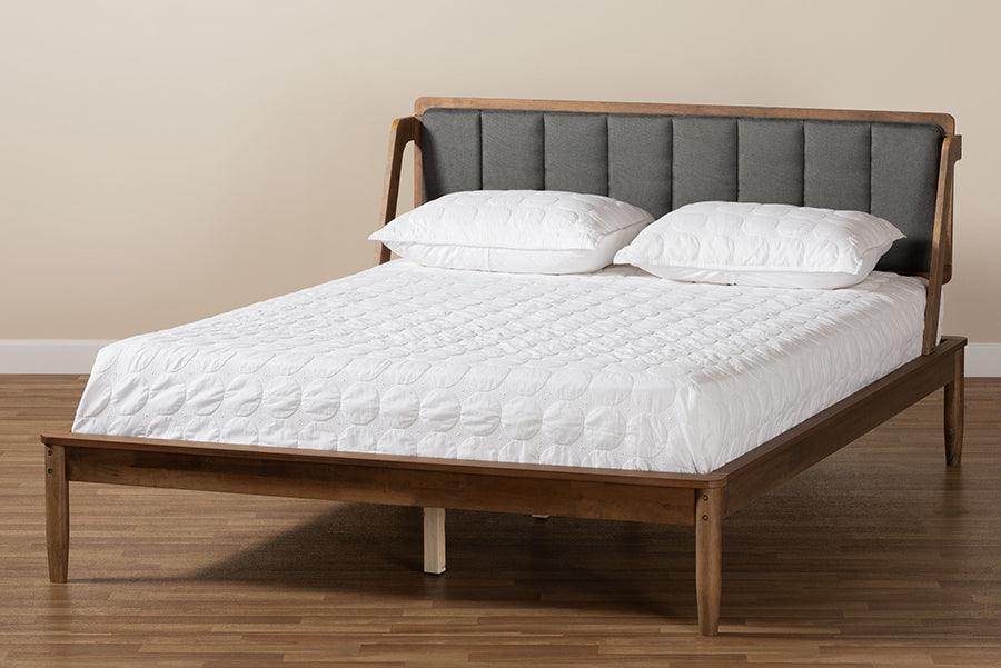 Wholesale Interiors Beds - Helsa King Bed Dark Gray & Walnut
