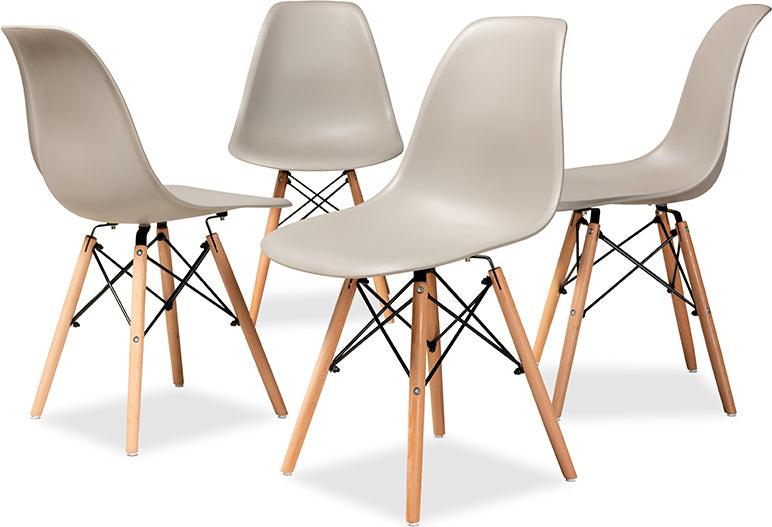 Wholesale Interiors Dining Chairs - Jaspen Beige Finished Polypropylene Plastic and Oak Brown Finished Wood 4-Piece Dining Chair Set