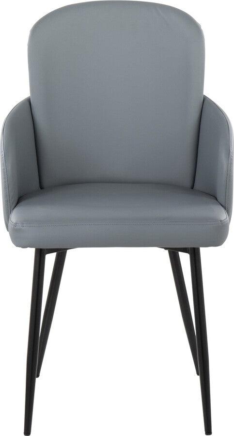 Lumisource Dining Chairs - Dahlia Contemporary Dining Chair In Black Metal & Grey Faux Leather With Chrome Accent (Set of 2)