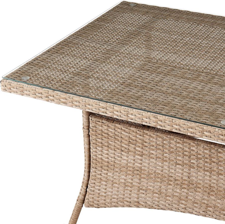 Manhattan Comfort Outdoor Dining Tables - Genoa Patio Dining Table in Nature Tan Weave