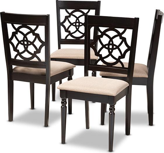 Wholesale Interiors Dining Chairs - Renaud Sand Fabric Upholstered Espresso Brown Finished Wood Dining Chair Set Of 4