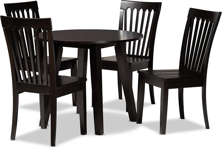 Wholesale Interiors Dining Sets - Zala Dark Brown Finished Wood 5-Piece Dining Set
