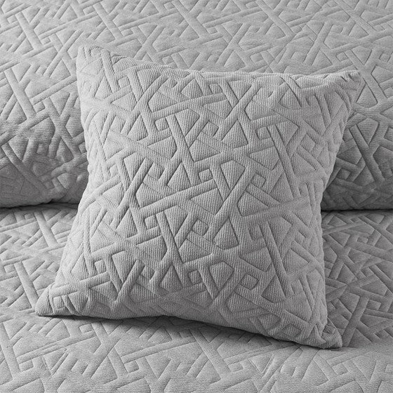 Olliix.com Pillows & Throws - Knit Quilted Top Decorative Square Pillow 18x18" Grey