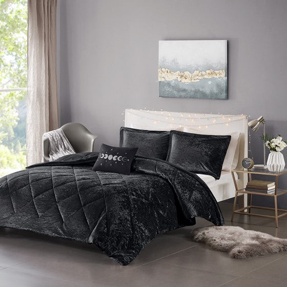 Velvet Duvet Cover Set Black Cal King