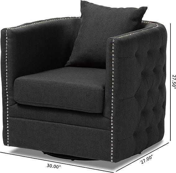 Wholesale Interiors Accent Chairs - Micah Modern and Contemporary Grey Fabric Upholstered Tufted Swivel Chair