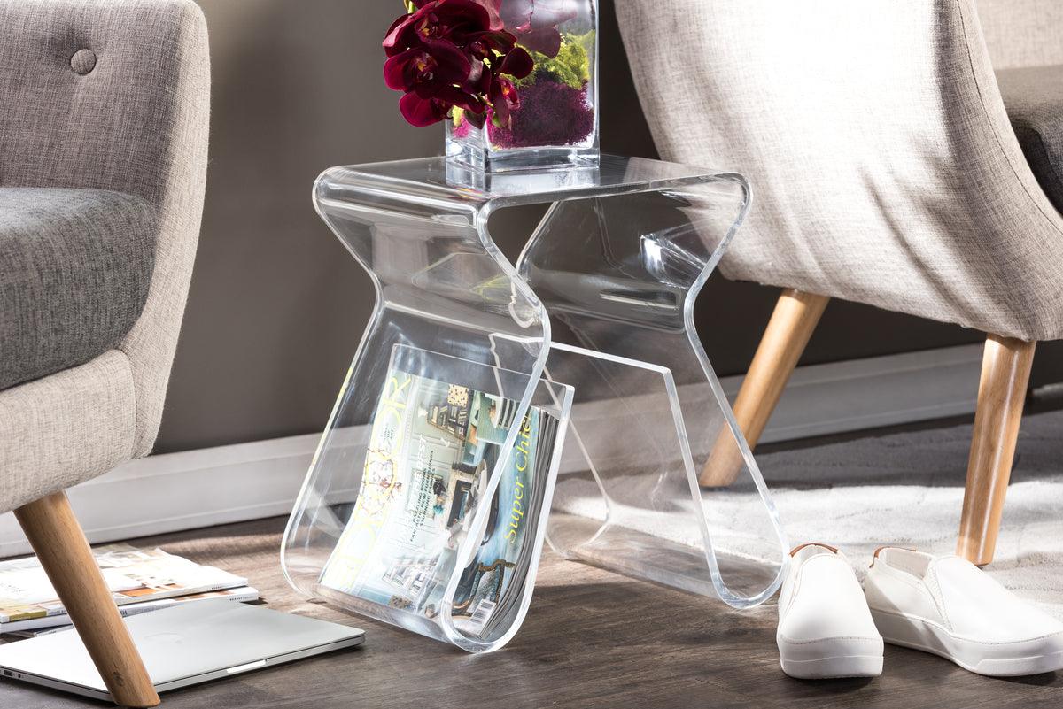 Wholesale Interiors Side & End Tables - Acrylic End Table with Magazine Rack