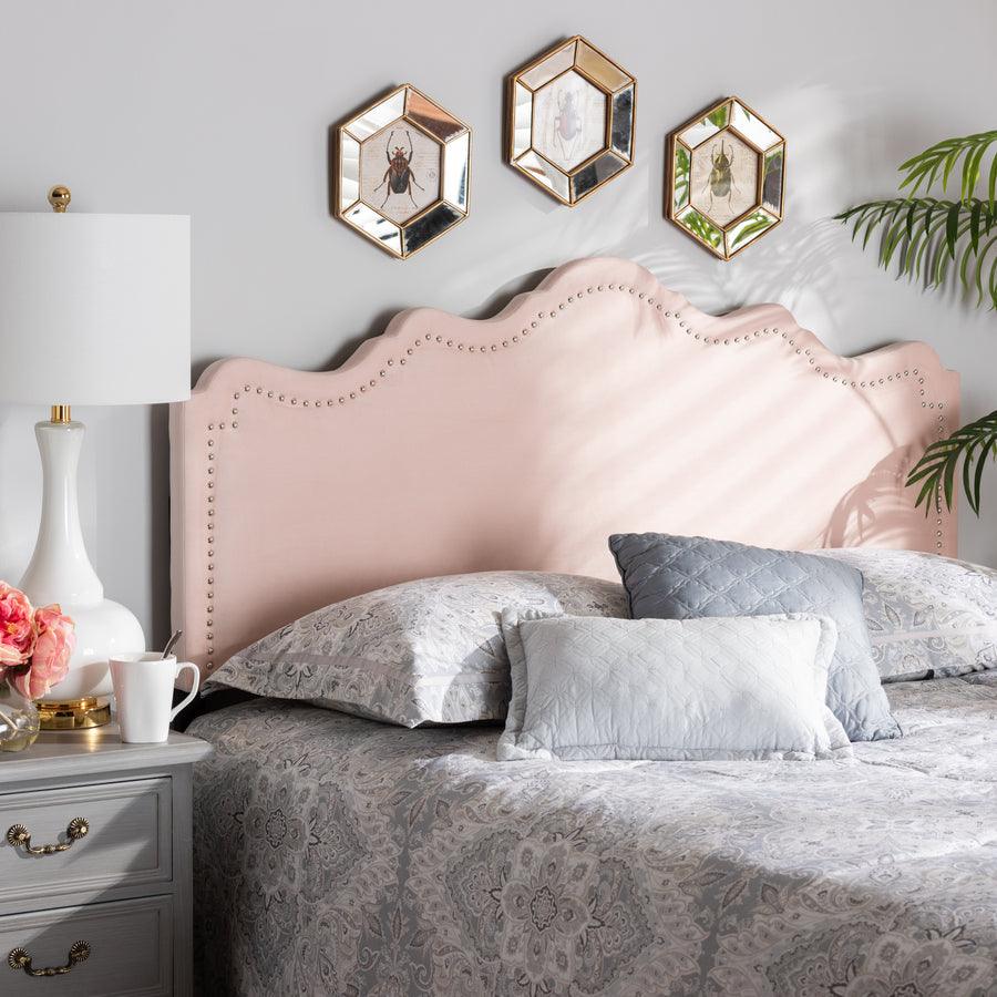 Pink fabric headboard discount