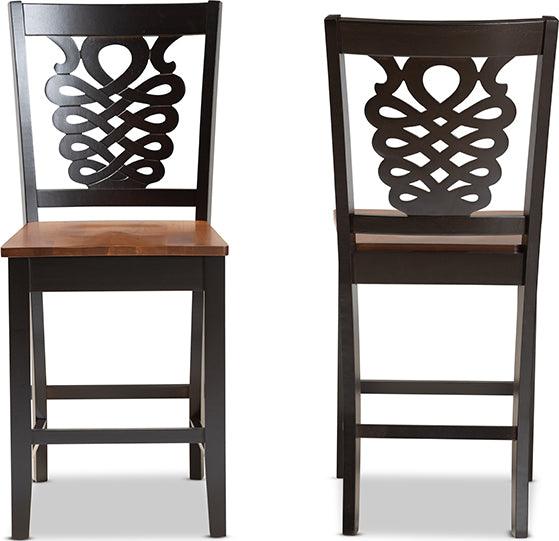 Wholesale Interiors Barstools - Gervais Two-Tone Dark Brown and Walnut Brown Finished Wood 2-Piece Counter Stool Set