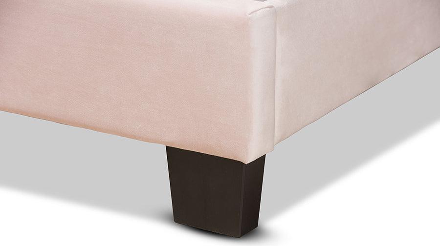 Wholesale Interiors Beds - Tamira Glam Light Pink Velvet Fabric Upholstered Twin Size Panel Bed