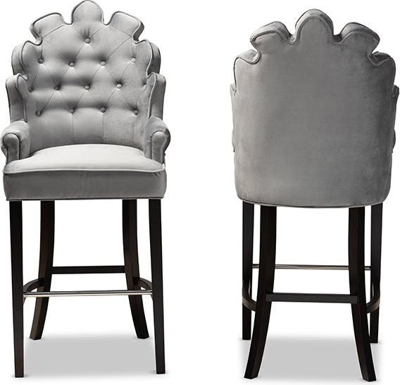 Wholesale Interiors Barstools - Chloe Bar Stool Dark Gray & Dark Brown (Set of 2)