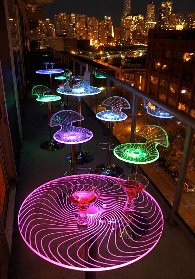 Lumisource Barstools - Spyra Contemporary Light Up and Height Adjustable Bar Stool in Multi