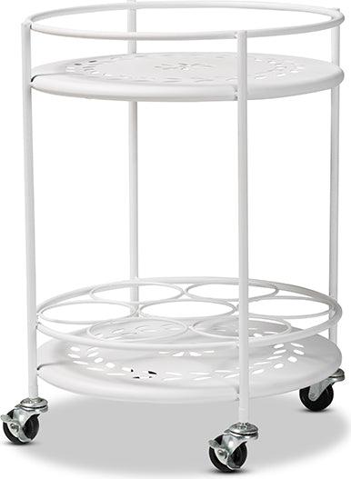 Wholesale Interiors Kitchen & Bar Carts - Dallan Modern Industrial White Metal 2-Tier Kitchen Cart