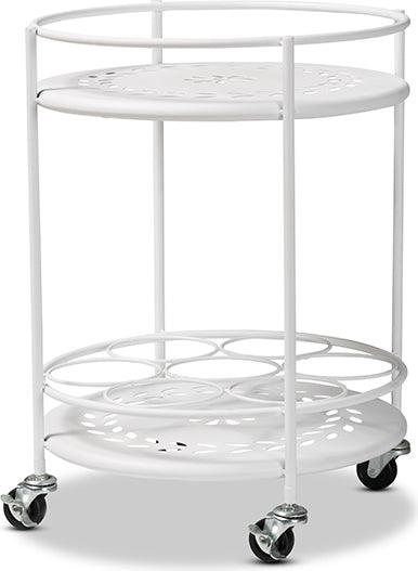 Wholesale Interiors Kitchen & Bar Carts - Dallan Modern Industrial White Metal 2-Tier Kitchen Cart