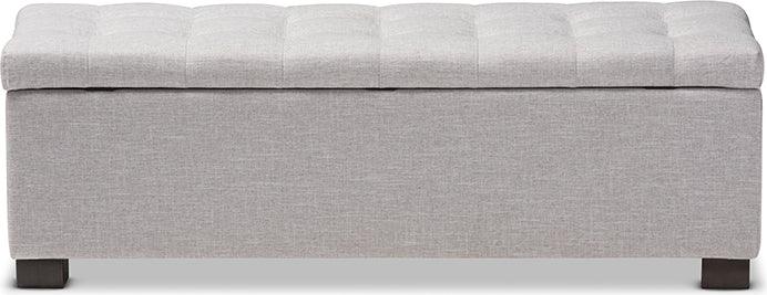 Wholesale Interiors Benches - Roanoke Grayish Beige Fabric Upholstered Grid-Tufting Storage Ottoman Bench