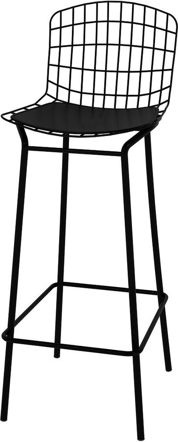 Manhattan Comfort Barstools - Madeline 41.73" Barstool, Set of 3 with Seat Cushion in Black