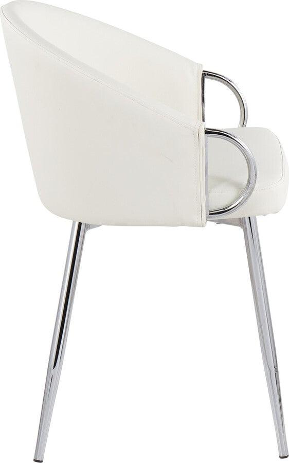 Lumisource Accent Chairs - Claire Contemporary/Glam Chair in Silver Metal and White Faux Leather