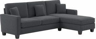 Bush Business Furniture Sectional Sofas - 102W Sectional Couch with Reversible Chaise Lounge Dark Gray Microsuede Fabric