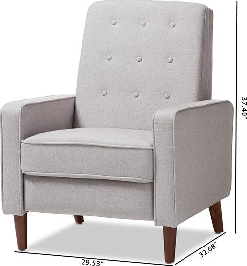 Wholesale Interiors Accent Chairs - Mathias Mid-century Modern Light Grey Fabric Upholstered Lounge Chair