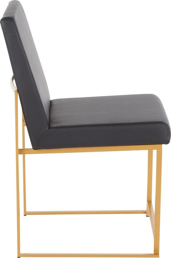 Lumisource Dining Chairs - High Back Fuji Contemporary Dining Chair In Gold & Black Faux Leather (Set of 2)