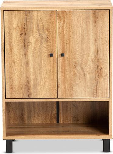 Wholesale Interiors Shoe Storage - Rossin Oak Brown Finished Wood 2-Door Entryway Shoe Storage Cabinet with Bottom Shelf