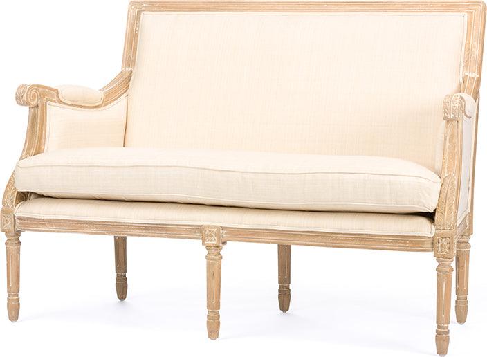 Wholesale Interiors Loveseats - Chavanon Wood & Light Beige Linen Traditional French Loveseat
