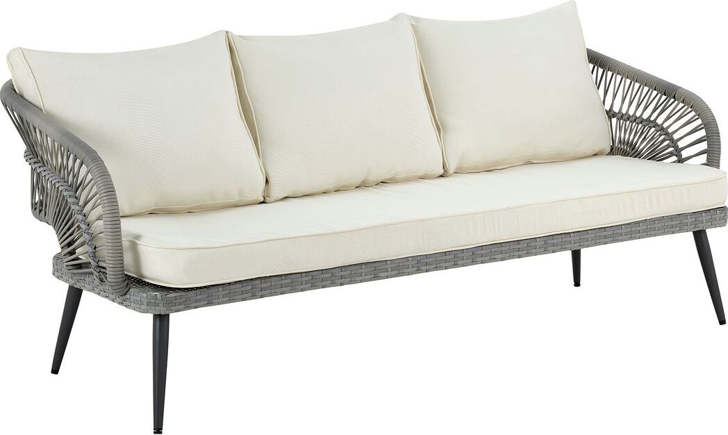 Manhattan Comfort Outdoor Conversation Sets - Riviera Patio 5- Person Conversation Set with Coffee Table with Cream Cushions