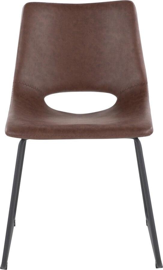 Lumisource Dining Chairs - Robbi Contemporary Dining Chair In Black Steel & Brown Faux Leather (Set of 2)