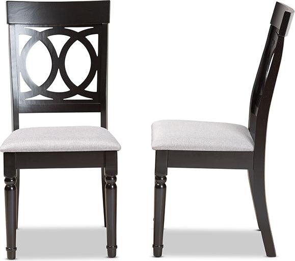 Wholesale Interiors Dining Chairs - Lucie Grey Fabric Upholstered and Espresso Brown Finished Wood 2-Piece Dining Chair Set