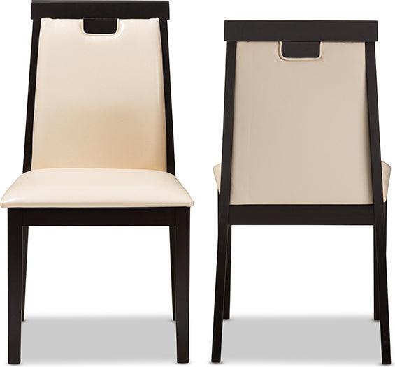 Wholesale Interiors Dining Chairs - Evelyn Modern and Beige Faux Leather Upholstered and Dark Brown Finished Dining Chair (Set of 2)