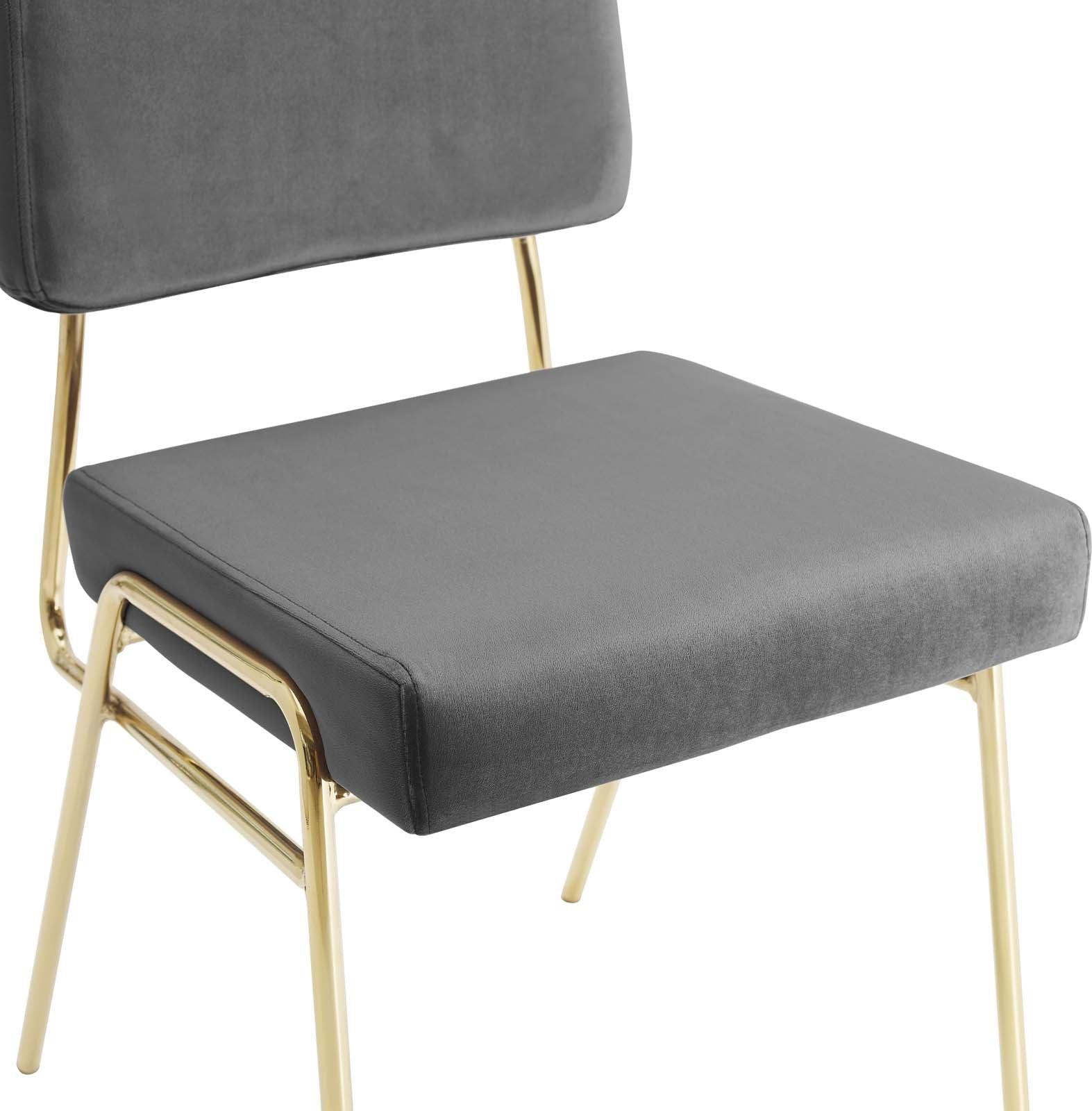 Modway Dining Chairs - Craft Dining Side Chair Performance Velvet Gold Gray (Set of 2)